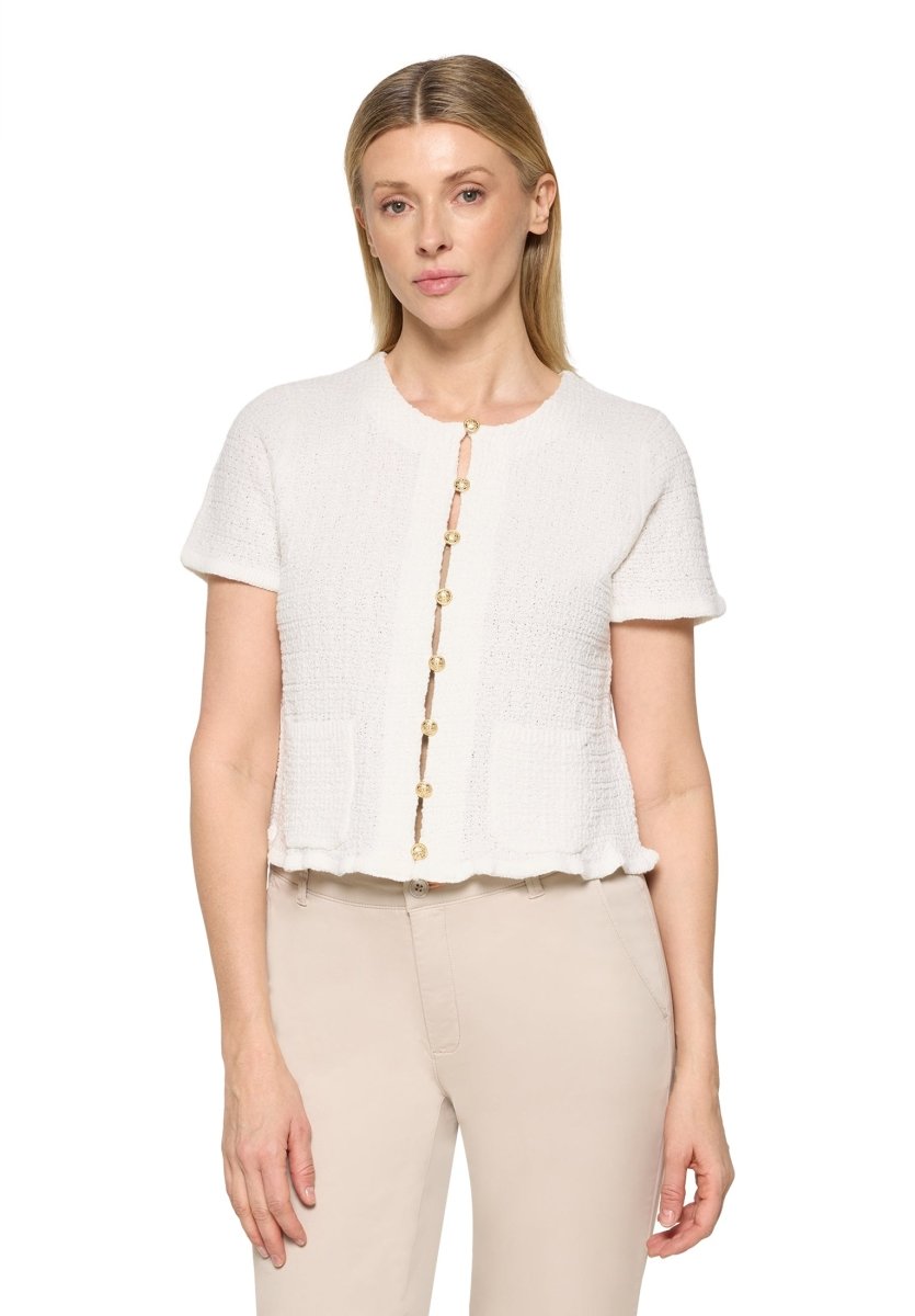 Cartoon Strickjacke Kurz 1/2 Arm in der Farbe Offwhite