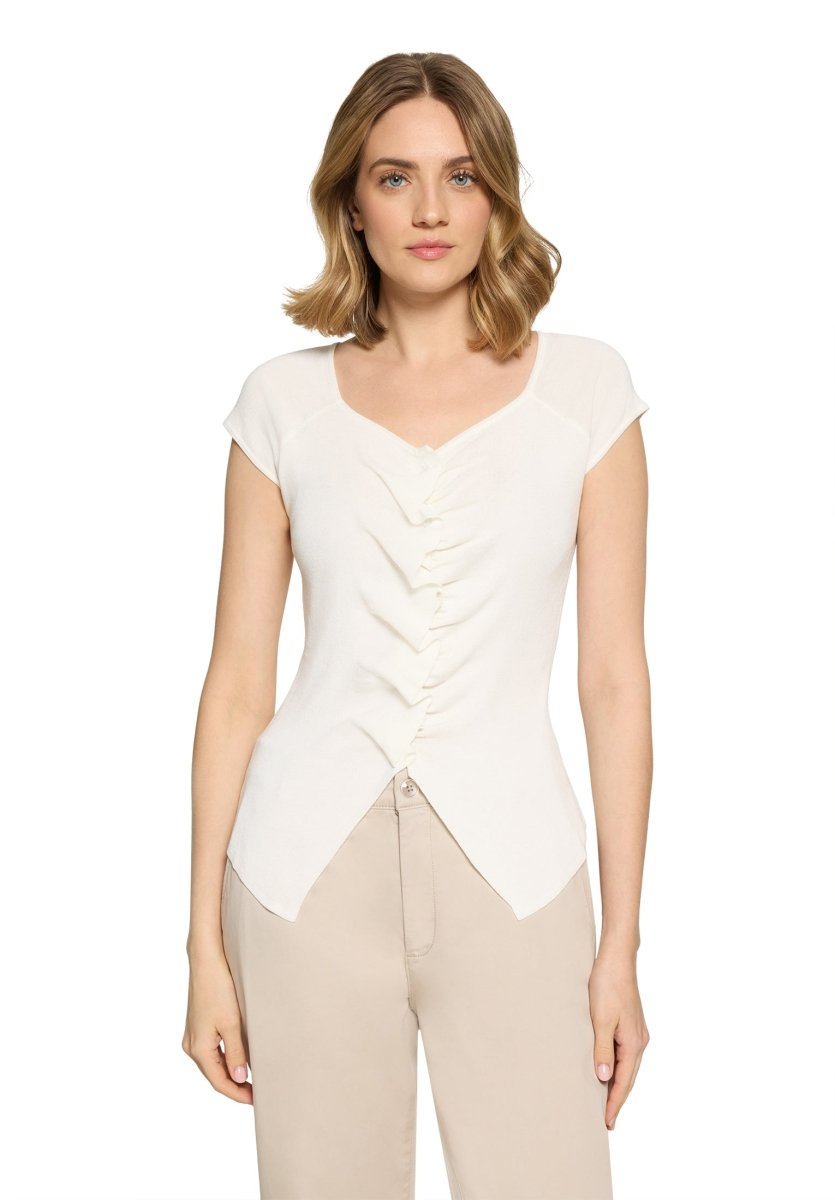 Cartoon Strickjacke Kurz ohne Arm in der Farbe Offwhite