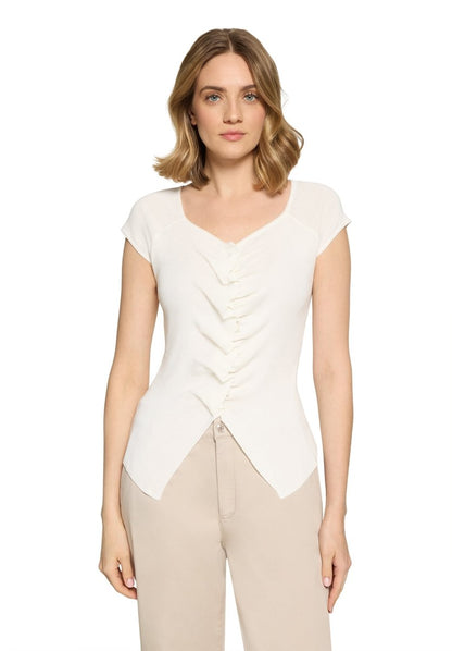 Cartoon Strickjacke Kurz ohne Arm in der Farbe Offwhite