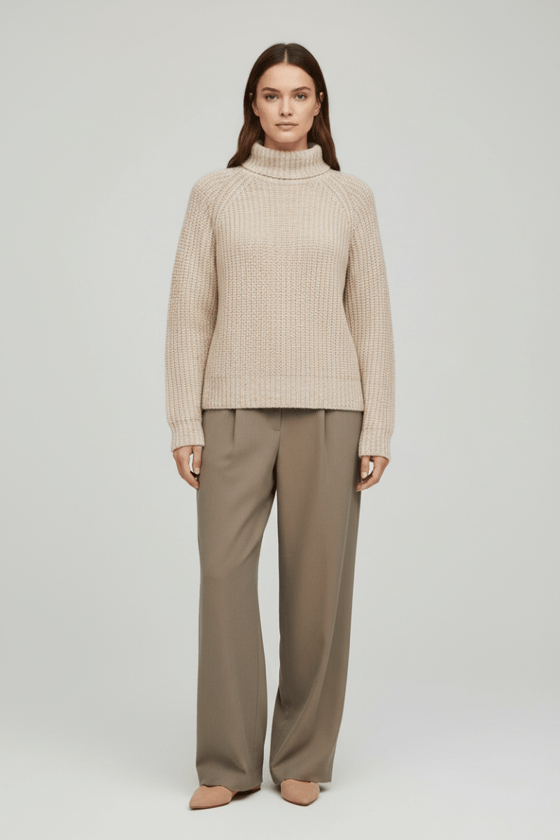 Cartoon Strickpullover Kurz 1/1 Arm Creme/Grün