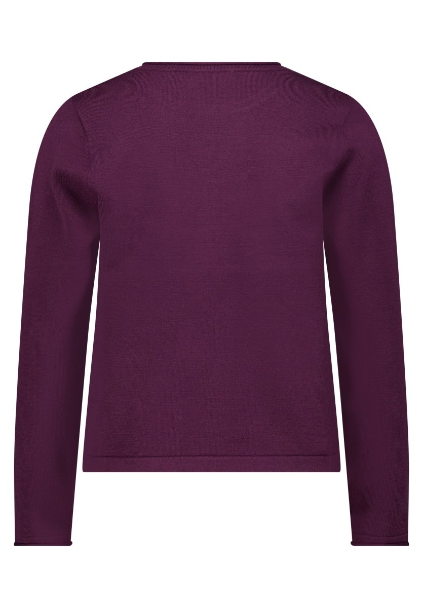 Cartoon Strickpullover Kurz 1/1 Arm Dunkle Dahlia
