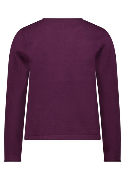 Cartoon Strickpullover Kurz 1/1 Arm Dunkle Dahlia