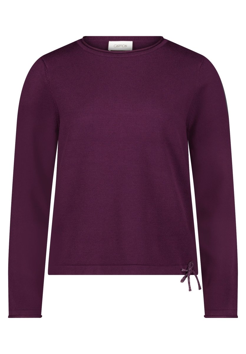 Cartoon Strickpullover Kurz 1/1 Arm Dunkle Dahlia