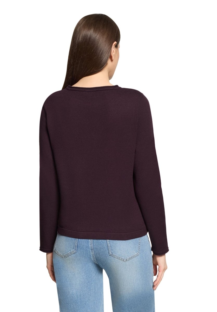 Cartoon Strickpullover Kurz 1/1 Arm Dunkle Dahlia