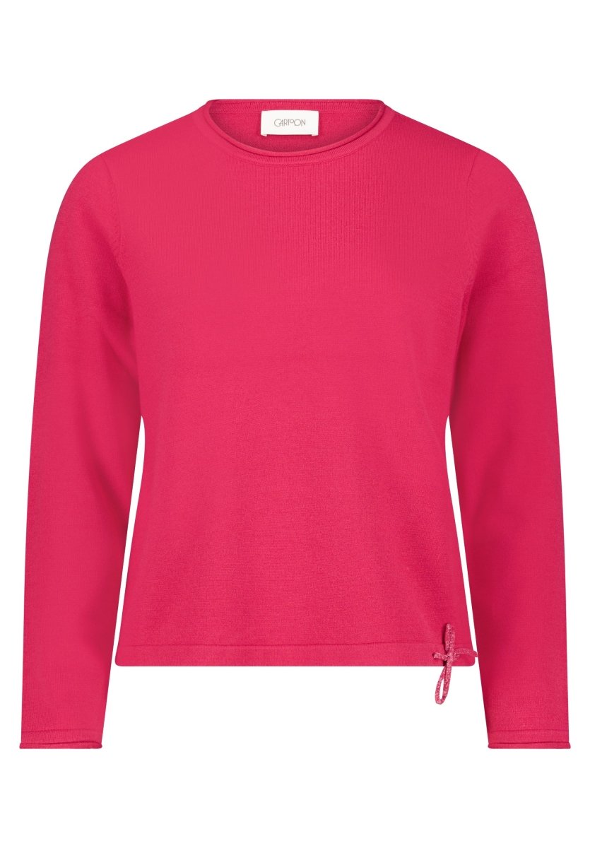 Cartoon Strickpullover Kurz 1/1 Arm Knospenrot