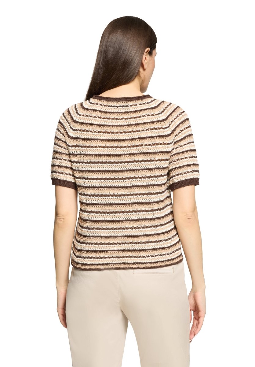 Cartoon Strickpullover Kurz 1/2 Arm in der Farbe Braun