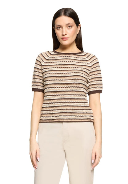 Cartoon Strickpullover Kurz 1/2 Arm in der Farbe Braun