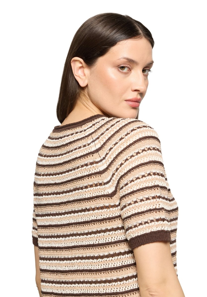 Cartoon Strickpullover Kurz 1/2 Arm in der Farbe Braun