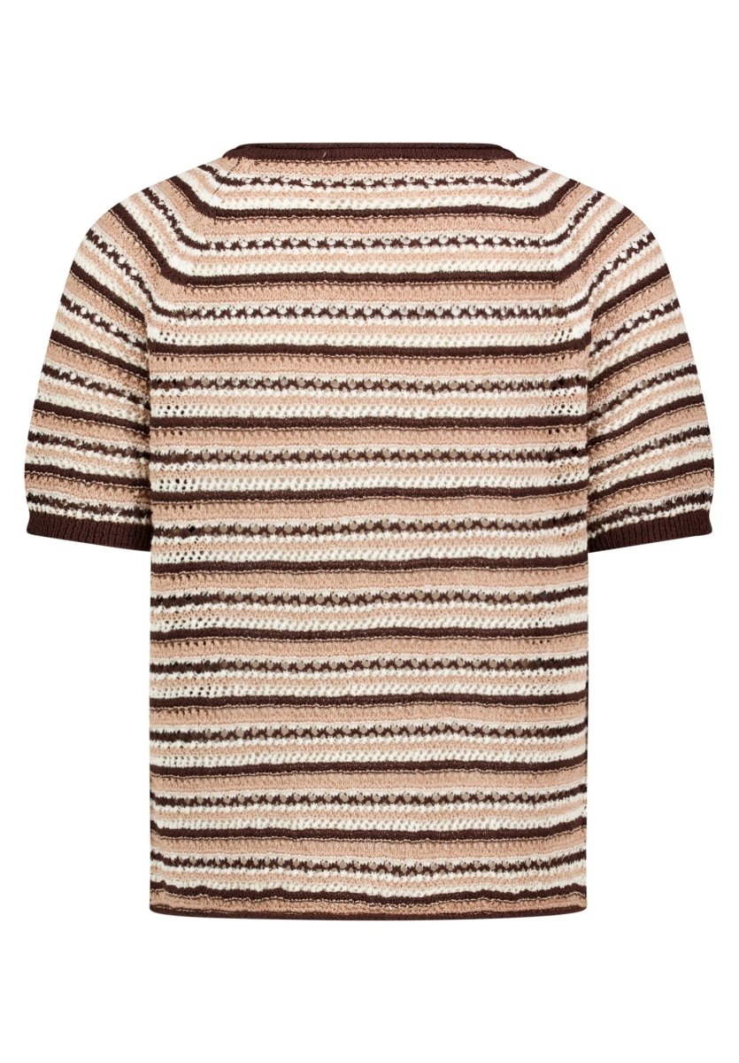 Cartoon Strickpullover Kurz 1/2 Arm in der Farbe Braun