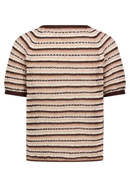 Cartoon Strickpullover Kurz 1/2 Arm in der Farbe Braun