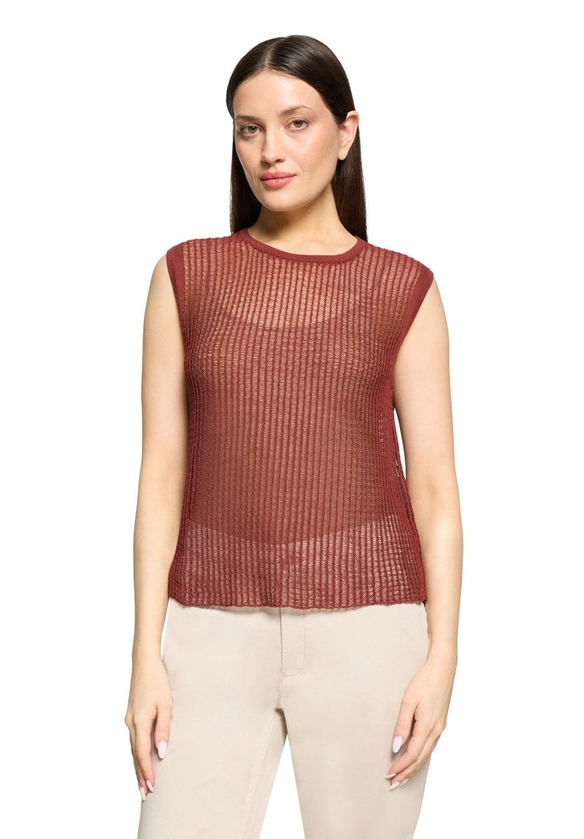 Cartoon Strickpullover Kurz ohne Arm in der Farbe Rot