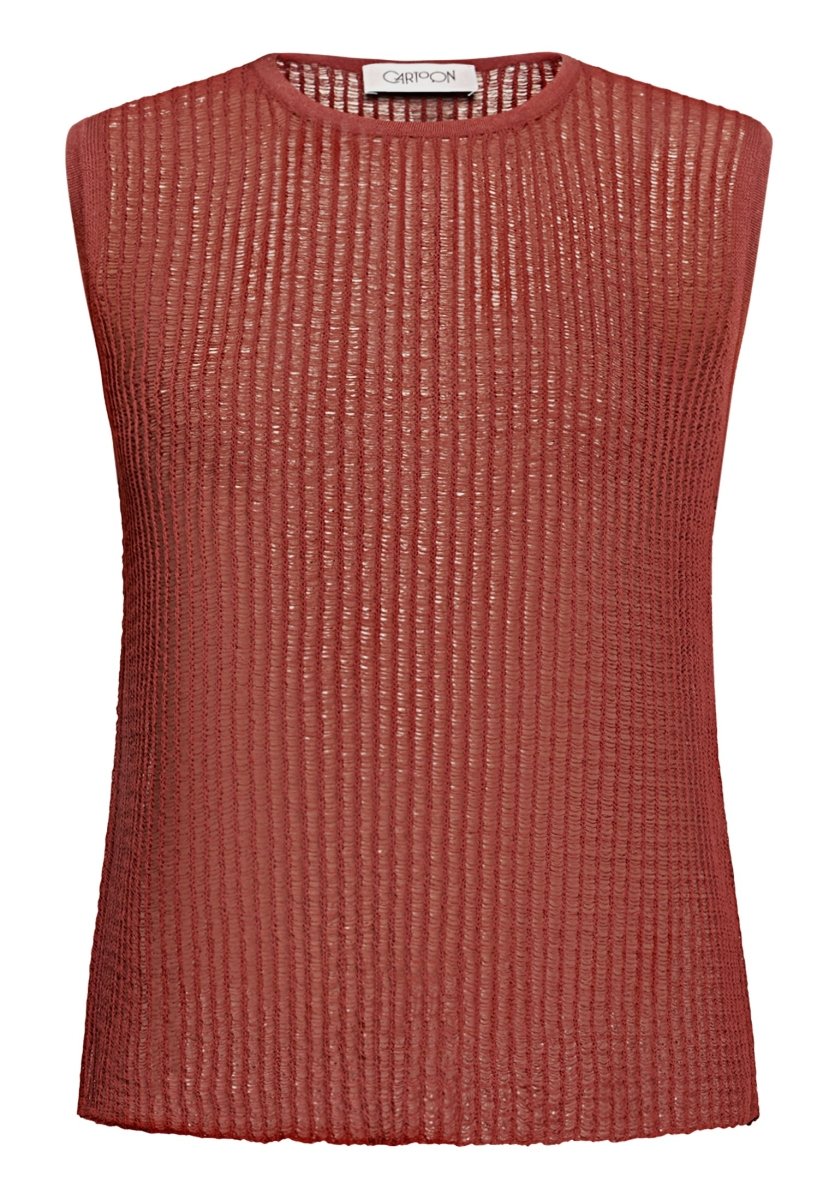 Cartoon Strickpullover Kurz ohne Arm in der Farbe Rot