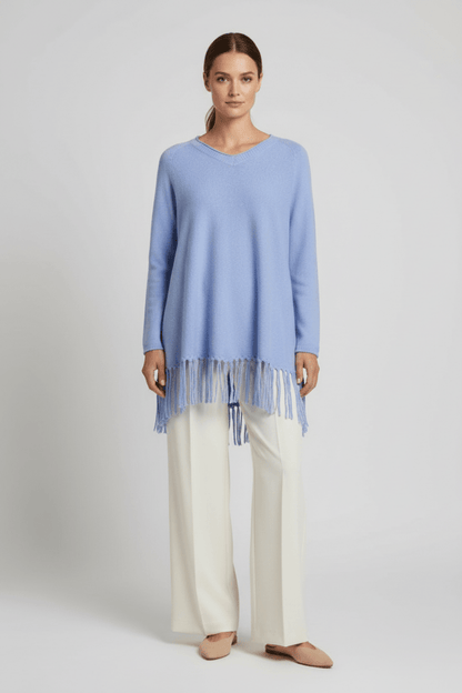 Cartoon Strickpullover Lang 1/1 Arm in der Farbe Hellblau