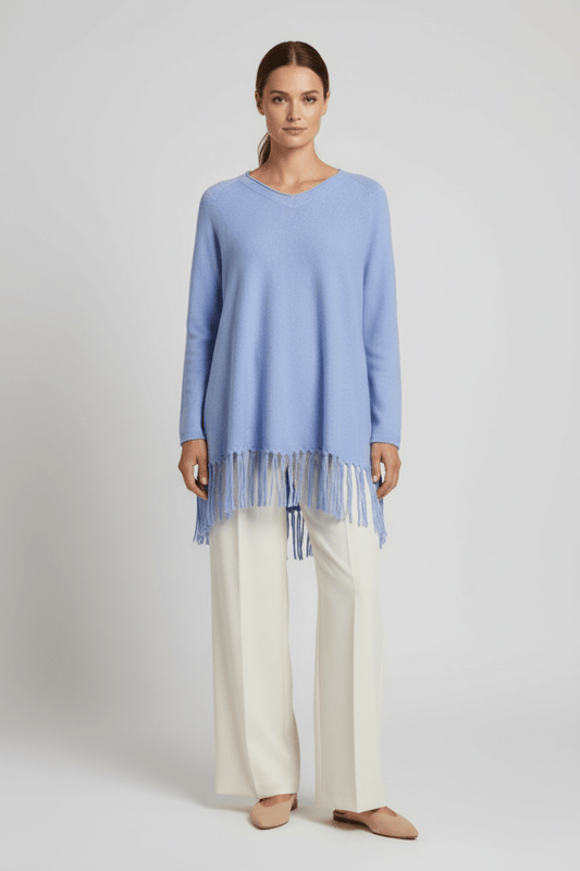 Cartoon Strickpullover Lang 1/1 Arm in der Farbe Hellblau