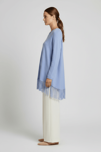Cartoon Strickpullover Lang 1/1 Arm in der Farbe Hellblau