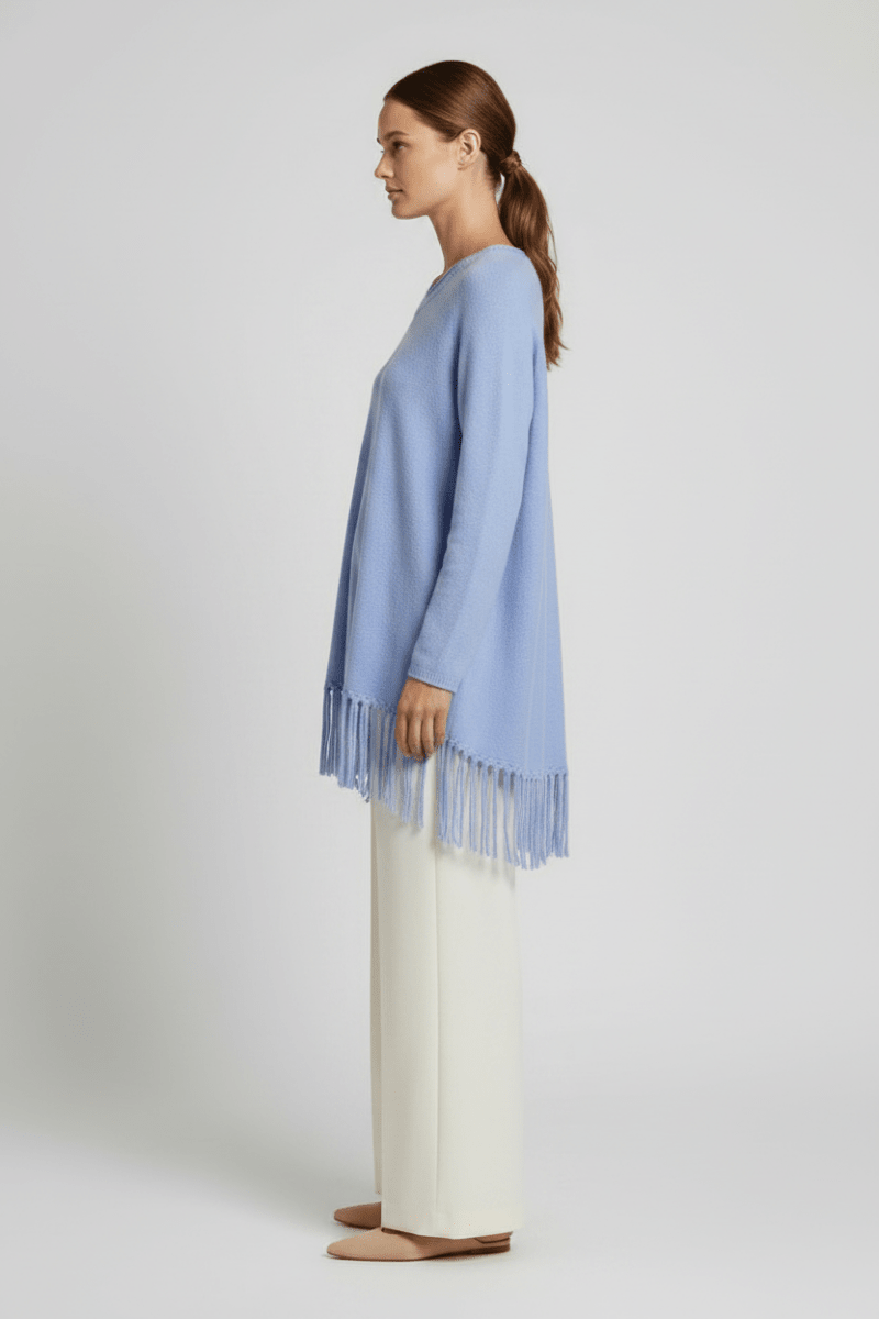 Cartoon Strickpullover Lang 1/1 Arm in der Farbe Hellblau