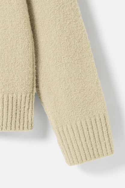 Elvine Herren Strickpullover Assar Boucle Wool Mix in Moosweiß