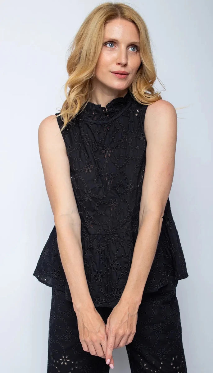 Emily Van Den Bergh Bluse Black Embroidery