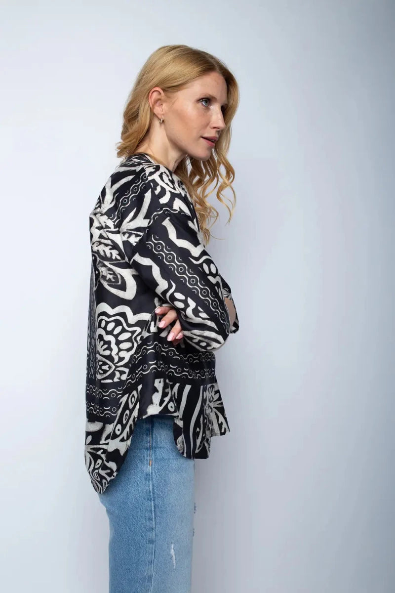 Emily Van Den Bergh Bluse Black White Paisley