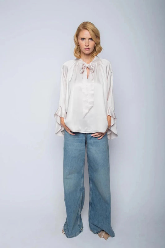 Emily Van Den Bergh Bluse mit Volants Sand