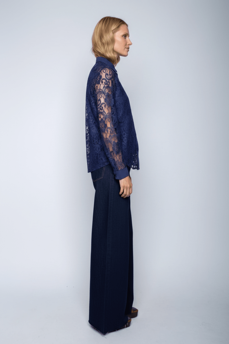 Emily Van Den Bergh Bluse Navy Lace