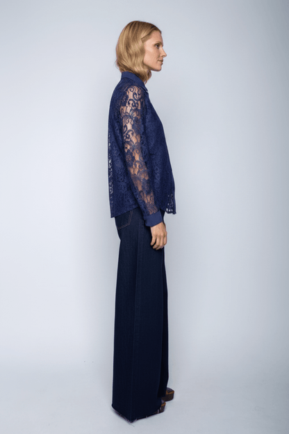 Emily Van Den Bergh Bluse Navy Lace