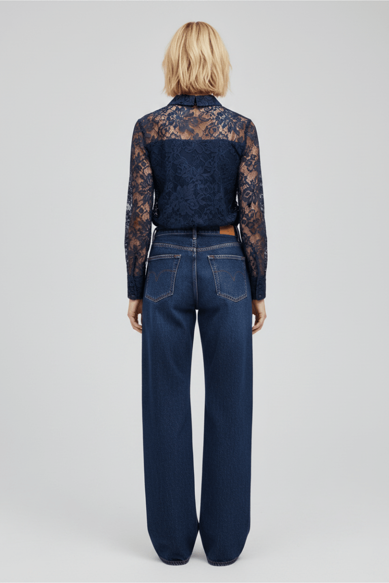 Emily Van Den Bergh Bluse Navy Lace
