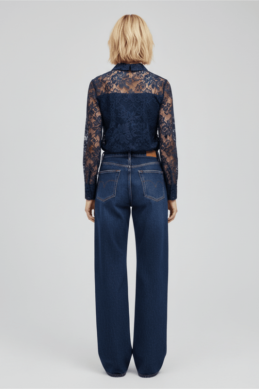 Emily Van Den Bergh Bluse Navy Lace