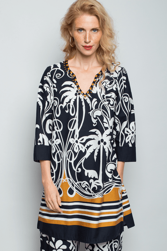Emily Van Den Bergh Damenbluse in der Farbe black white cognac