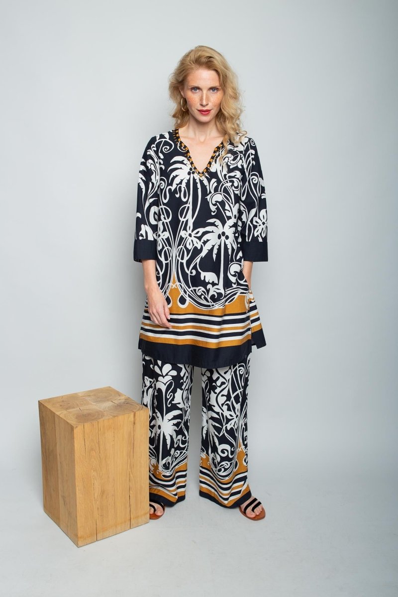 Emily Van Den Bergh Damenbluse in der Farbe black white cognac