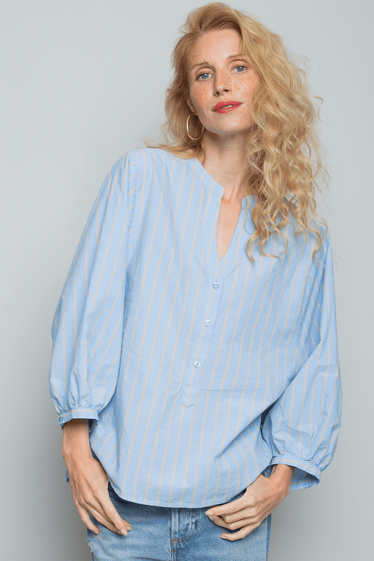 Emily Van Den Bergh Damenbluse in der Farbe bleu sand stripe