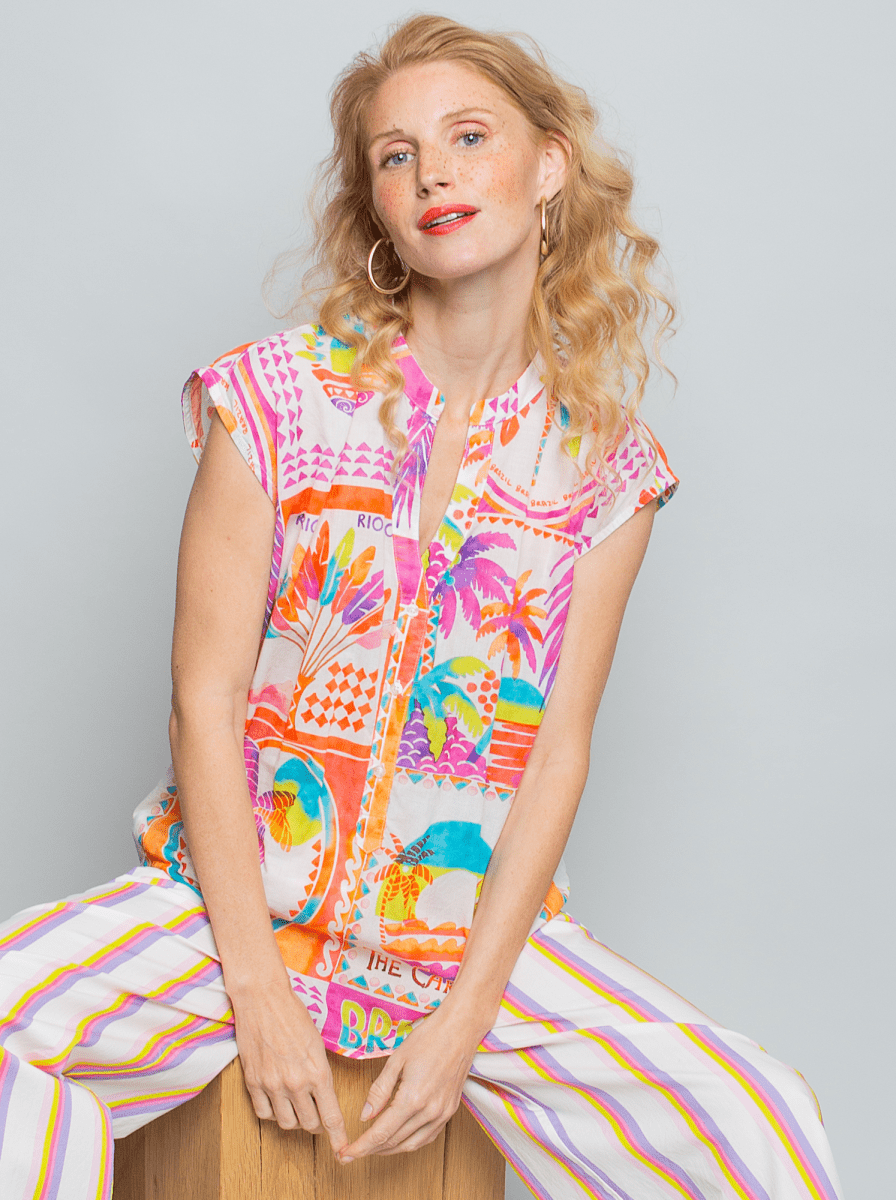 Emily Van Den Bergh Damenbluse in der Farbe multi palm