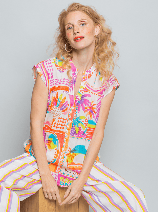 Emily Van Den Bergh Damenbluse in der Farbe multi palm