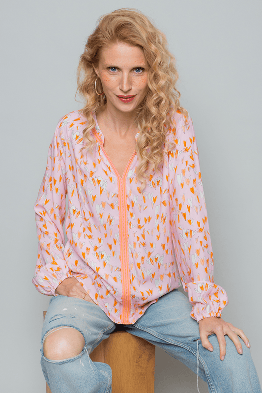 Emily Van Den Bergh Damenbluse in der Farbe rose orange hearts