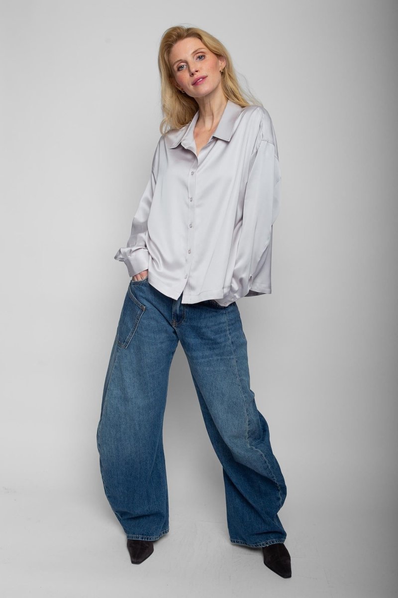 Emily Van Den Bergh Damenbluse in der Farbe Silbergrau