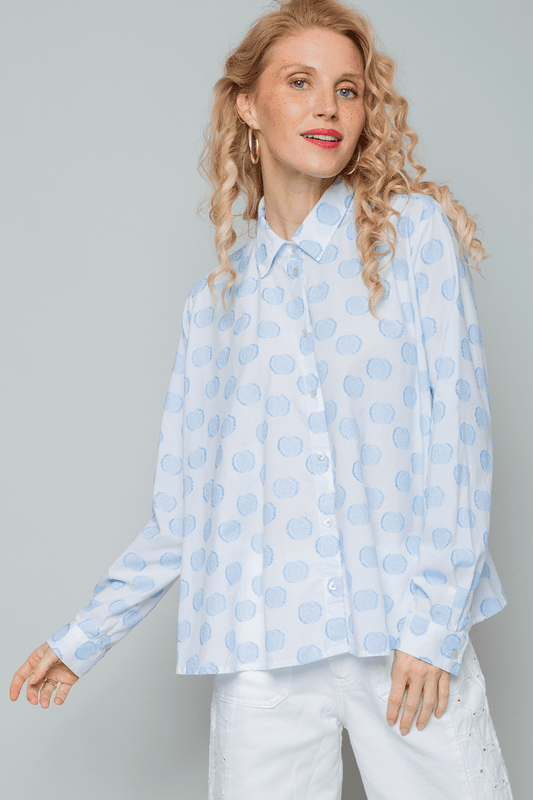 Emily Van Den Bergh Damenbluse in der Farbe white bleu dot