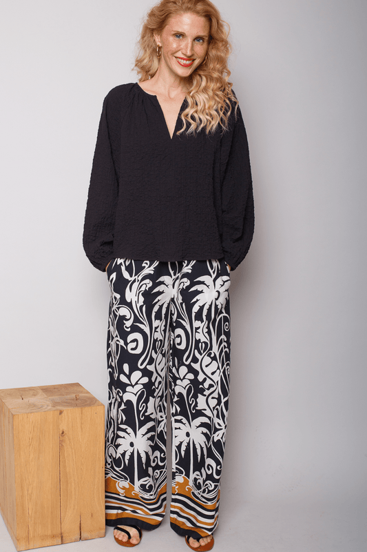 Emily Van Den Bergh Damenhose in der Farbe black white cognac