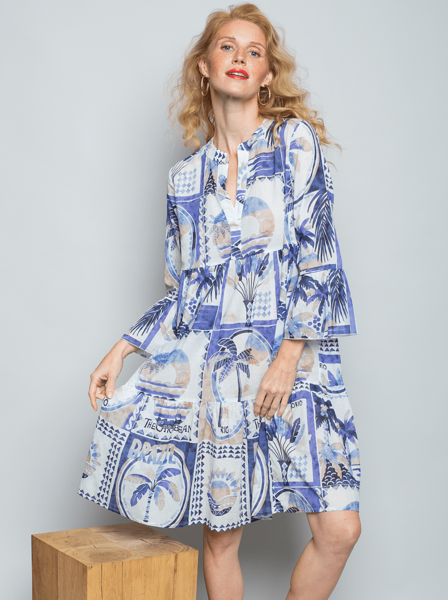 Emily Van Den Bergh Damenkleid in der Farbe blue sand palm