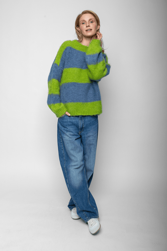 Emily Van Den Bergh Damenstrickpullover in der Farbe Grün Gestreift