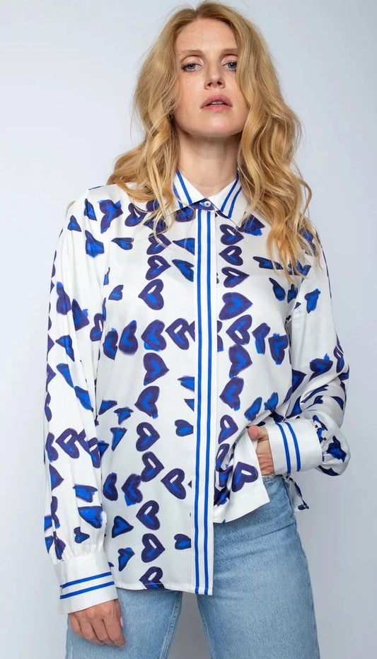 Emily Van Den Bergh Hemdbluse Navy Hearts