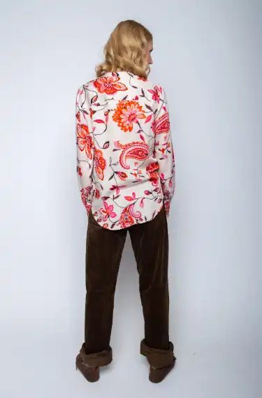 Emily Van Den Bergh Lässige Bluse Red Sand Flower