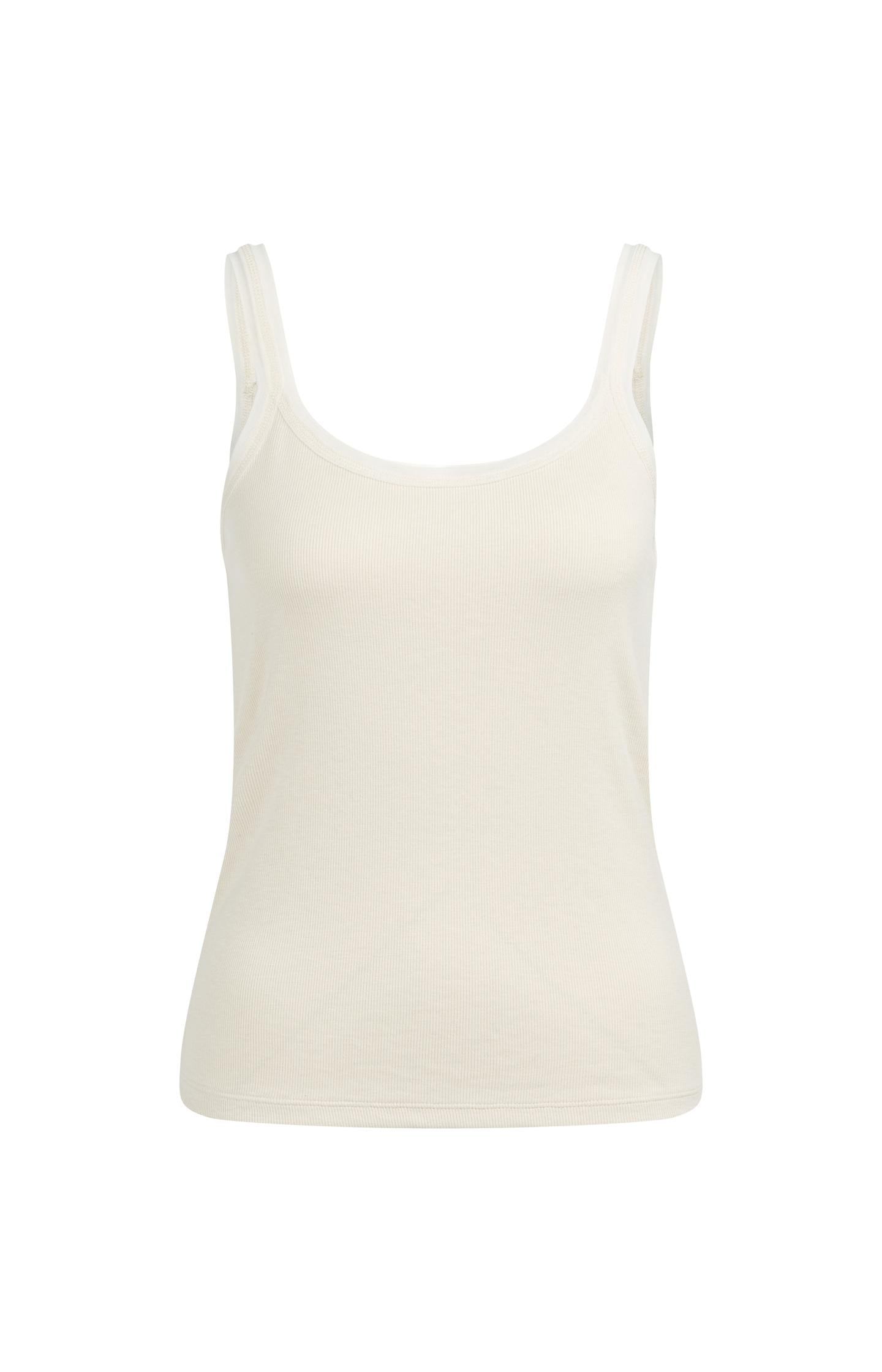 Fitted singlet with mesh trim - Beige