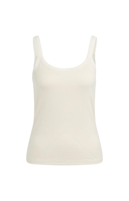 Fitted singlet with mesh trim - Beige