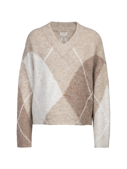 Herrlicher Floralin Knit Mohair Touch Pullover Beige – Mohair Strickpullover Damen