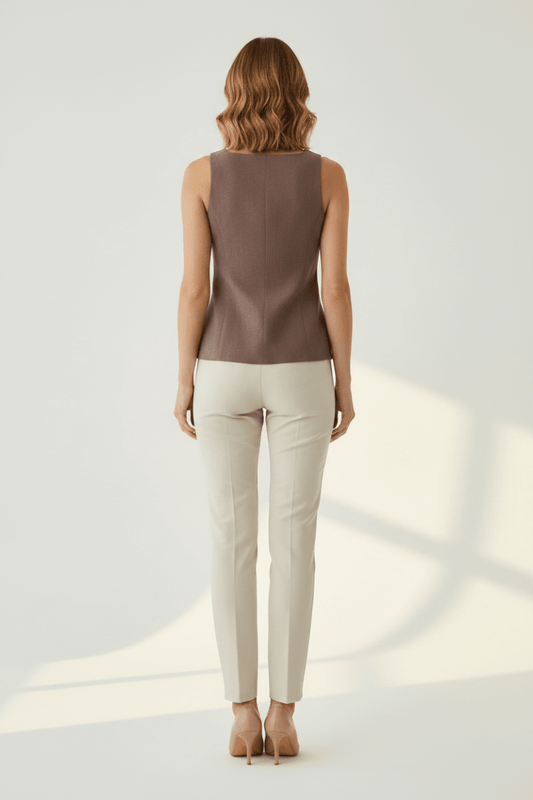Herrlicher Beccy Vest Linen Cotton Mix Damenmode in Saddle