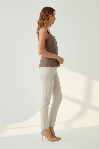 Herrlicher Beccy Vest Linen Cotton Mix Damenmode in Saddle