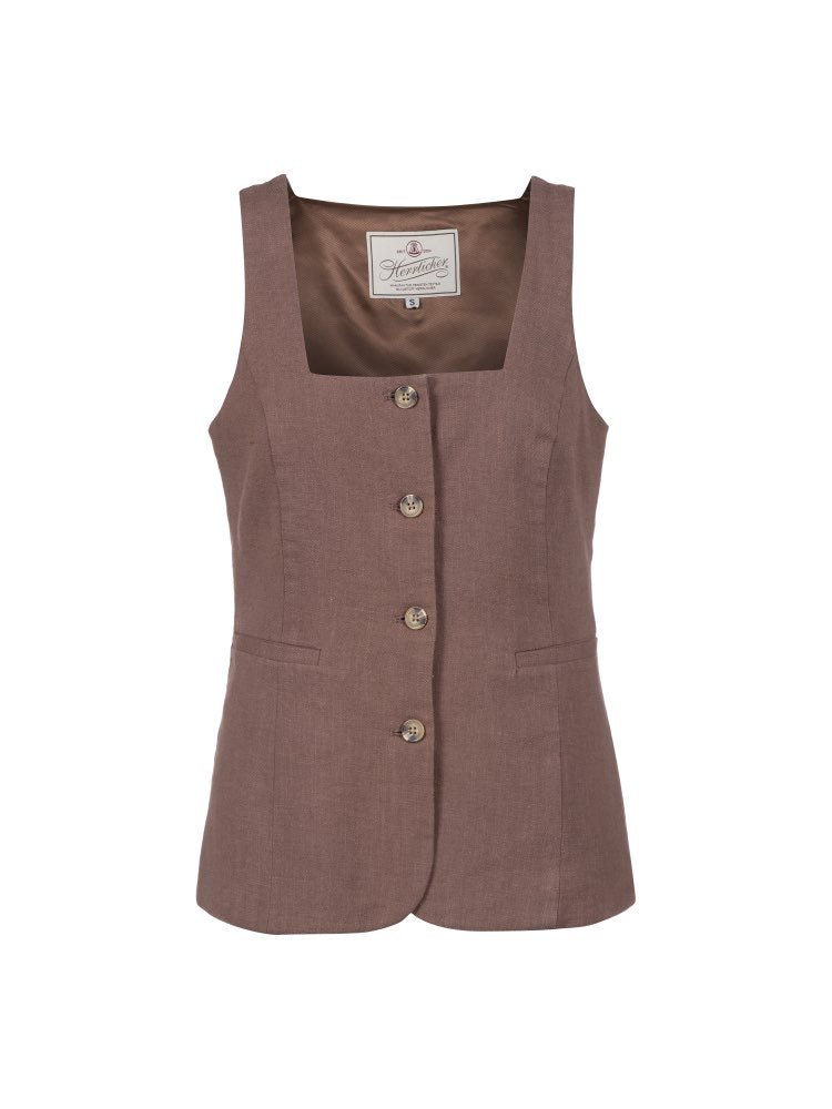 Herrlicher Beccy Vest Linen Cotton Mix Damenmode in Saddle