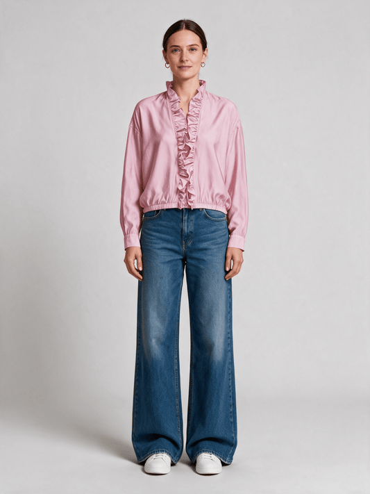 Herrlicher Cathina Polyester Mix Bluse Blush – Langarmbluse Damen
