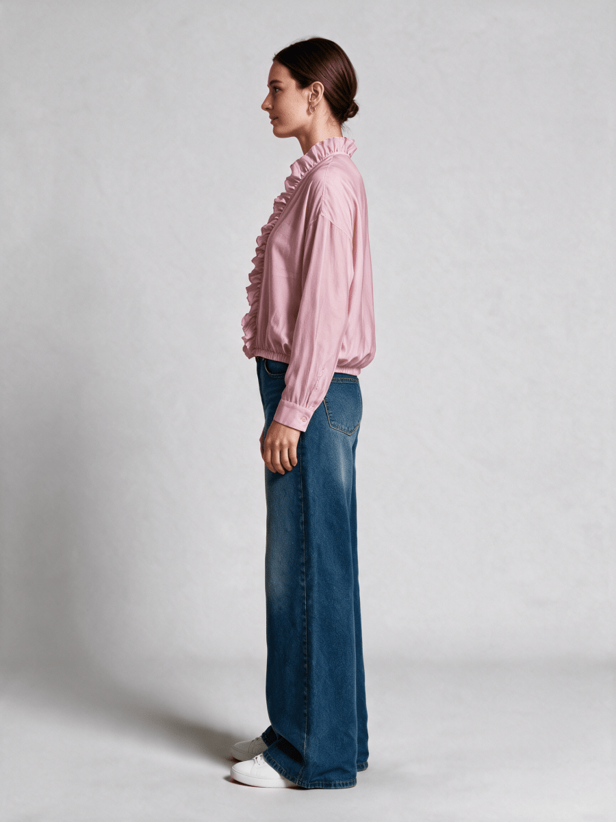 Herrlicher Cathina Polyester Mix Bluse Blush – Langarmbluse Damen