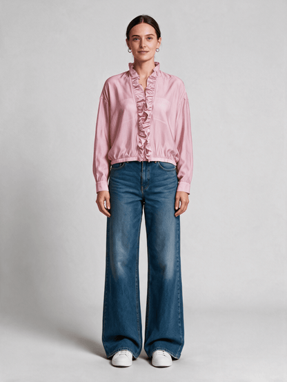 Herrlicher Cathina Polyester Mix Bluse Blush – Langarmbluse Damen